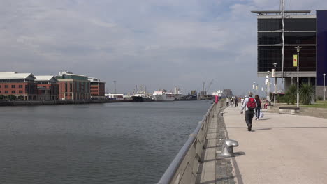 Northern-Ireland-Belfast-Walkers-Along-Queens-Quay-And-Odyssey-Pavilion-Pan-