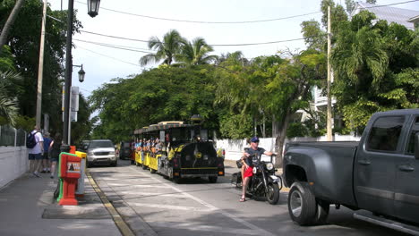 Florida-Key-West-Street-Motorcycle-And-Trolley