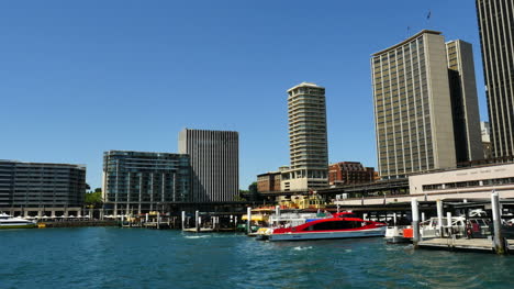 Australia-Sydney-Ferry-Pulls-In-At-Circular-Quay-Time-Lapse