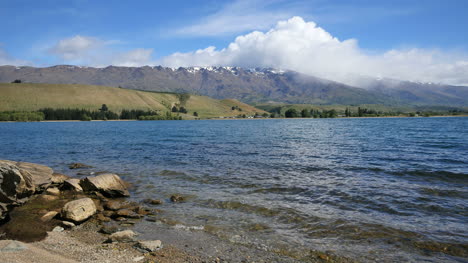 New-Zealand-Lake-Dunstan-With-Moraine-And-Cloud