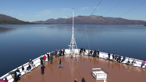 Chile-Passengers-On-Bow-Of-Ship-Time-Lapse-Zoom