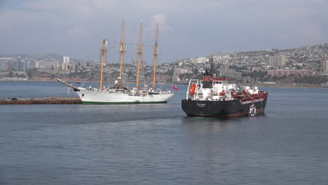 Chile-Valparaiso-Ship-Leaving-Past-Schooner