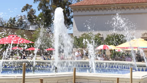 California-Fountain-With-People-And-Umbrellas