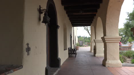 California-Solvang-Mission-Santa-Ines-Colonnade-With-Benches