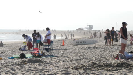 Los-Angeles-Venice-Beach-Beachgoers-And-Surfboard