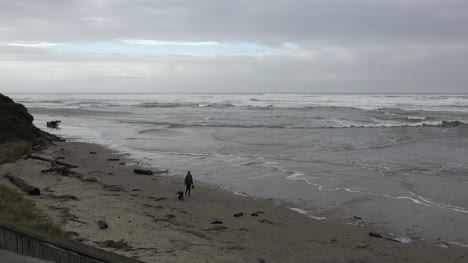 Oregon-Woman-And-Dog-On-Beach