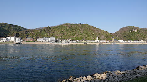 Germany-Rhine-River-With-Town-On-Bank