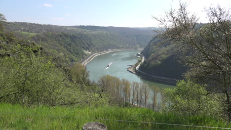 Germany-Rhine-At-Loreley-Zoom-In-On-Barge