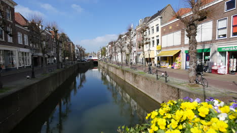 Netherlands-Schoonhoven-Flowers-And-Canal