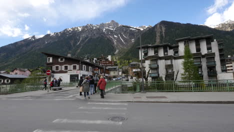 France-Chamonix-Street-Scene-And-Mountain