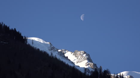 France-Mont-Blanc-With-Moon-And-Blue-Sky
