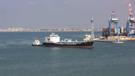 Haifa-port-with-a-cargo-ship