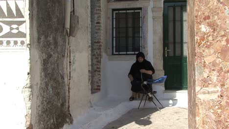 Woman-sewing-in-Prigi-village-Chios