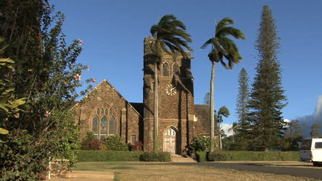 Stone-church-and-palm-trees-Maui