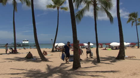 Waikiki-beach-and-palm-trees