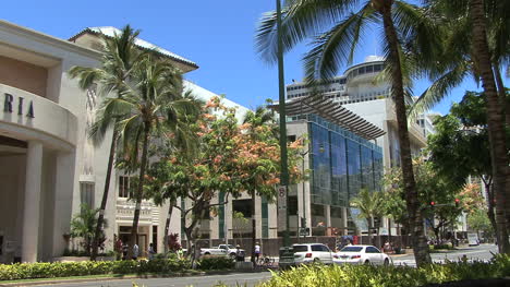 Waikiki-Straßenszene-Und-Gebäude