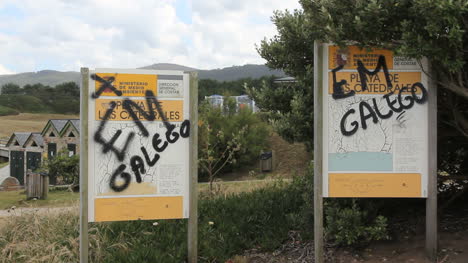 Spain-Galicia-Playa-Catedrales-Graffiti-Signs-C