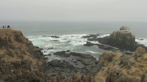Chile-Punta-Lobos-Blick-Auf-Die-Insel-Und-Die-Wellen