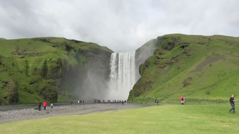 Iceland-Skogafoss-waterfall-between-cliffs