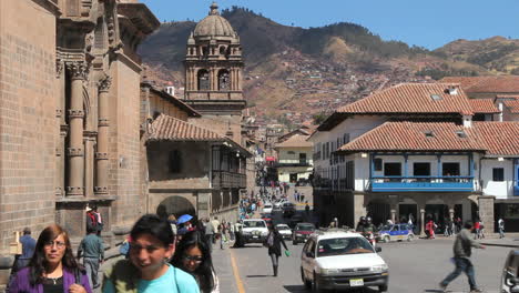 Cusco-street-by-plaza-and-church