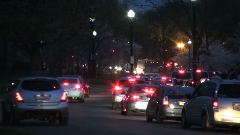 Tail-lights-of-traffic-leaving-Washington-DC-in-the-evening
