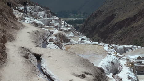 Peru-Salzpfannen-Wasser-Läuft