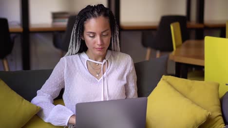 Stylish,-Young-Woman-With-Dreads-Working-On-Laptop-At-Home-Office-Or-Public-Workplace-2