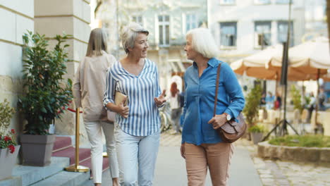 Two-Beautiful-Old-Women-Walking-The-City-And-Talking