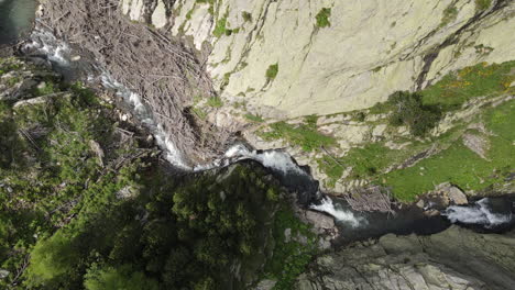 Top-Aerial-Shot-Of-A-Rushing-River-In-The-Pyrenees