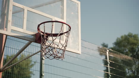 Close-Up-Of-Ball-Missing-Basketball-Hoop