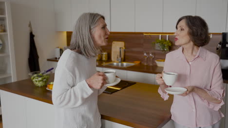 Two-Older-Woman-Friends-Talking-While-Drinking-Coffee-In-The-Kitchen-1