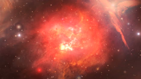 3D-Animation-Of-Space-Flight-Through-Space-Towards-Red-Pulsing-Nebula;-Suitable-For-Scientific-Presentations-And-Sci-Fi-Projects