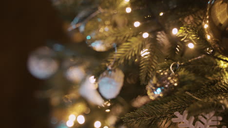 Close-Up-View-Of-A-Christmas-Tree-With-Christmas-Decorations-Hanging-1