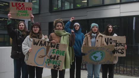 Multicultural-Group-Of-Young-Female-Activists-With-Banners-Protesting-Against-Climate-Change-2