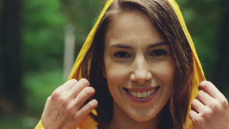Portrait-Of-A-Beautiful-Woman-In-A-Yellow-Raincoat