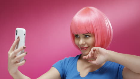 Stylish-Woman-Woman-Wearing-A-Pink-Wig
