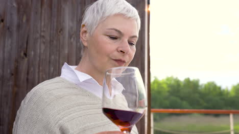 Portrait-Of-A-Senior-Woman-Drinking-A-Glass-Of-Wine