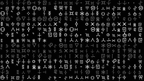 A-Screen-Of-Scrolling-Text,-Alien-Letters-Or-Code