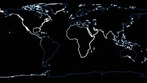 The-Continents-And-Countries-Of-Earth-Outlined-In-Moving-White-Lines-(Loop)