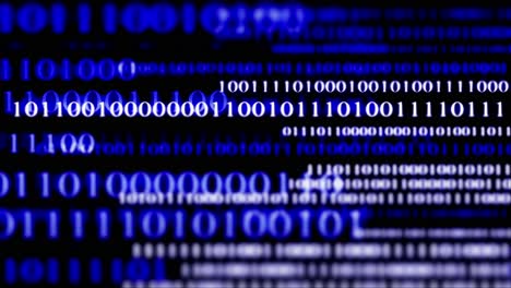 A-Data-Stream-Of-Flashing-Blue-And-White-Binary-Numbers-(Loop)