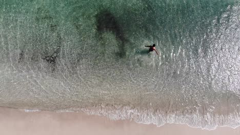 Panama-Im-Februar-Drohne-Schießt-Insel-Contadora,-Die-Zwischen-Fischen-Schwimmt,-Die-Mit-Einer-Drohne-Gefangen-Werden