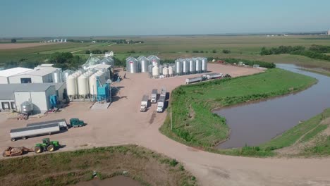 Drone-aerial-view-of-an-international-export-agribusiness-that-exports-cover-seeds-around-the-world-located-in-Nebraska-USA