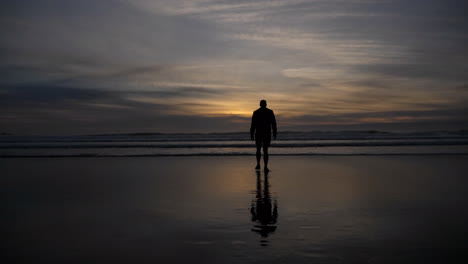 Man-on-beach-at-sunrise-on-the-coast-of-California