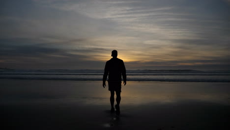 Man-on-beach-at-sunrise-on-the-coast-of-California-1