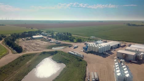 Drone-aerial-view-of-an-agribusiness-that-exports-cover-seeds-located-in-Nebraska-USA