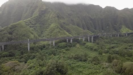 Aerial-view-of-the-freeway-H3-on-Oahu