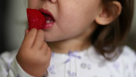 Kleinkindmädchen,-Das-Eine-Erdbeere-Isst