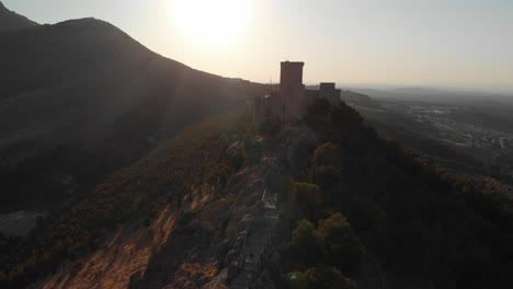 Castillo-de-Jaen,-Spain-Jaen's-Castle-Flying-and-ground-shoots-from-this-medieval-castle-on-afternoon-summer,-it-also-shows-Jaen-city-made-witha-Drone-and-a-action-cam-at-4k-24fps-using-ND-filters-50
