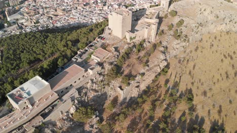 Castillo-de-Jaen,-Spain-Jaen's-Castle-Flying-and-ground-shoots-from-this-medieval-castle-on-afternoon-summer,-it-also-shows-Jaen-city-made-witha-Drone-and-a-action-cam-at-4k-24fps-using-ND-filters-46