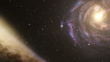 Sich-Bewegende-Und-Expandierende-Galaxien-Vor-Dem-Vordergrund-Von-Nebelwolken-Im-Universum